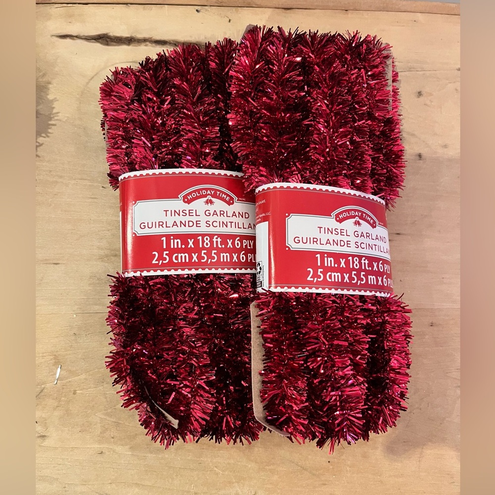 Vintage Holiday Time Red Tinsel Garland